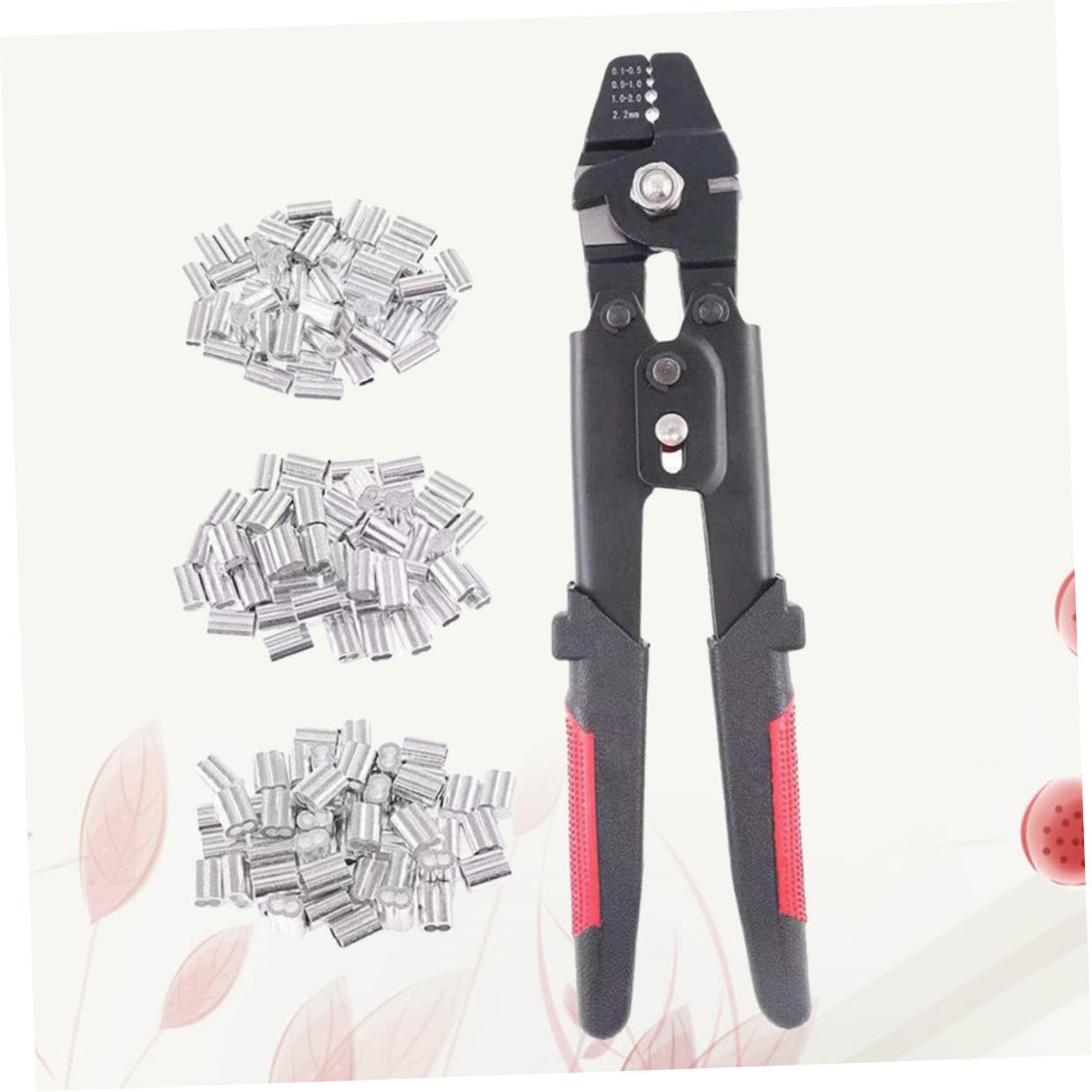 Pinza Crimpatrice con Meccanismo Autobloccante e Preciso Include 180 Manicotti in Alluminio in Acciaio al Carbonio per Corde per Attrezzi Pesca Professionali