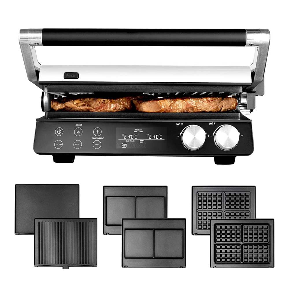 GASTROBACK Multigrill BBQ Pro Smart - Barbecue elettrico da 2400 Watt, superficie di cottura 58 x 35 cm, griglia a contatto, barbecue per barbecue, griglia plancha, panini, panini e piastra per waffle