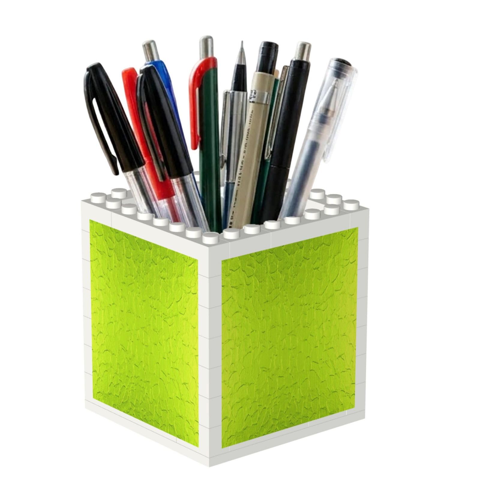 Poadnly Lime Green Modern Abstract Background, Pen Pot Pencil Holder for Office Home School, Compact Desk Organiser for Office Stationery