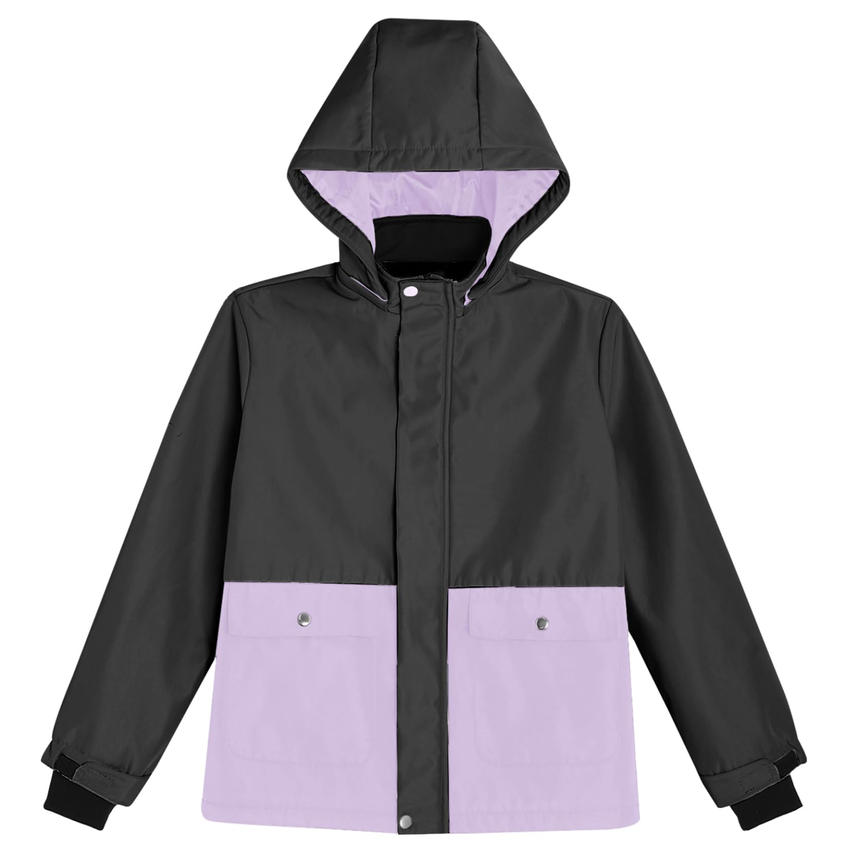 inlzdz Enfant Fille Garçon Veste de Ski à Capuche Col Montant Blouson Imperméable de Neige Manteau de Voyage En Plein Air 6-16 Ans