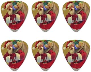 Christmas Holiday Greetings Santa Claus Holly Novelty Guitar Picks Medium Gauge - Set of 6