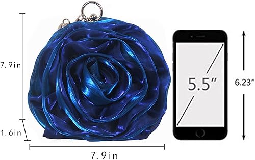 Miniatura 10 de Buddy - Bolso de mano con forma de rosa para mujer bolso de pulsera de satén suave para fiesta de boda Beige, Rojo, Plateado, Blanco, Y-(exquisito)