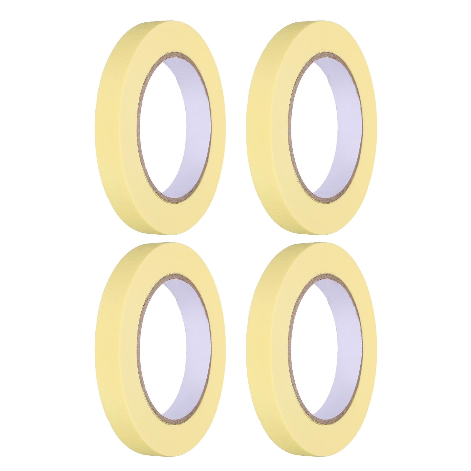 sourcing map 4pcs 18mm x 50 m Colored Masking Tape Universal Crepe Paper Colorful Masking Painter Tape for Art Drawing DIY Handcraft Labeling Sealing, Yellow โ image 1