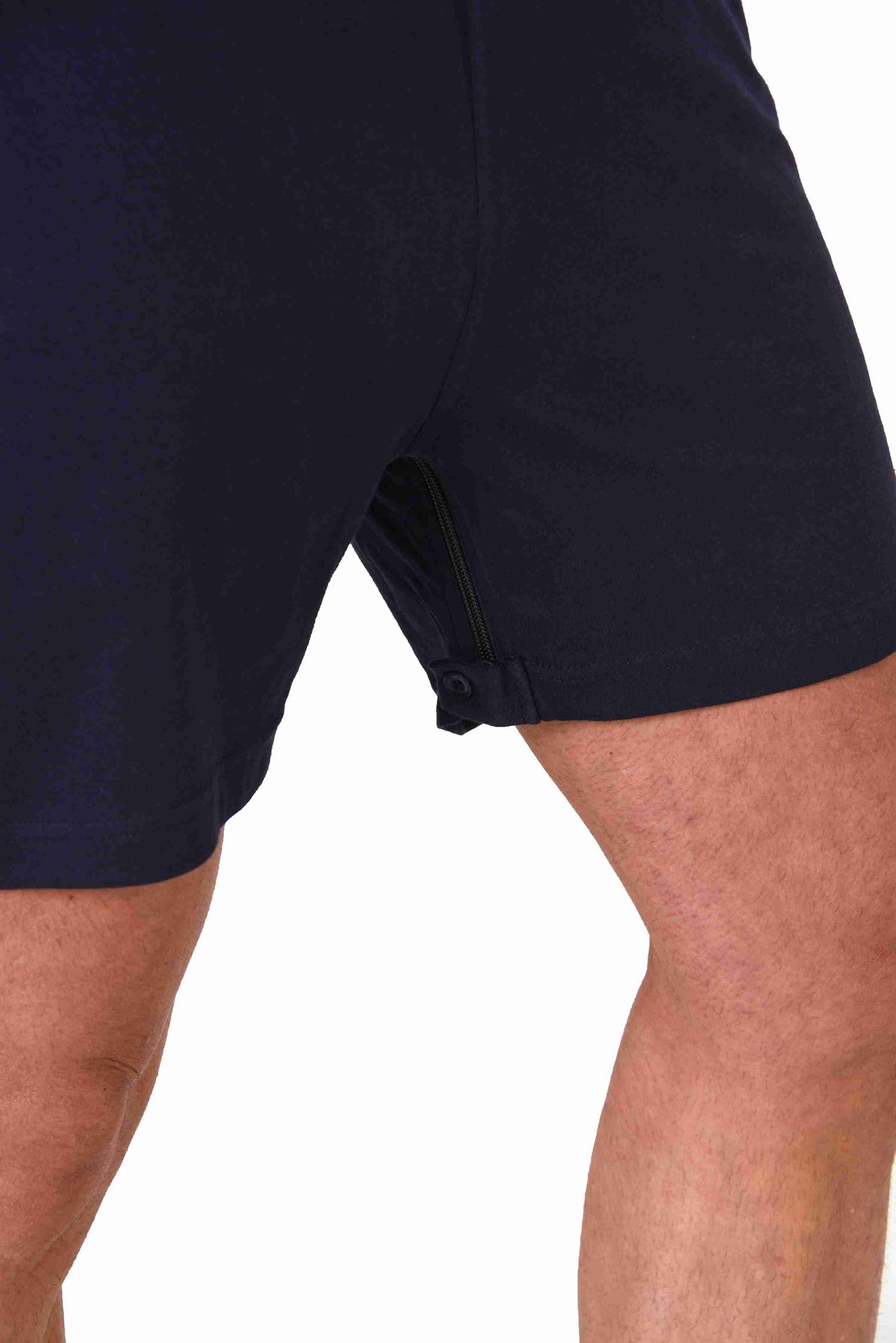 Normann Care Combinaison de soins pour homme à manches courtes avec fermeture éclair dans le dos et les jambes