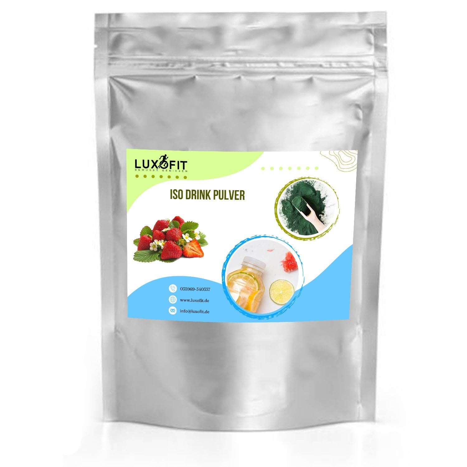 Luxofit Erdbeere Isotonisches Getränkepulver, L-Carnitin, Sportler Getränk, Natürliche Farbstoffe, Elektrolytgetränk, schnelle und einfache Zubereitung (10 Kg)