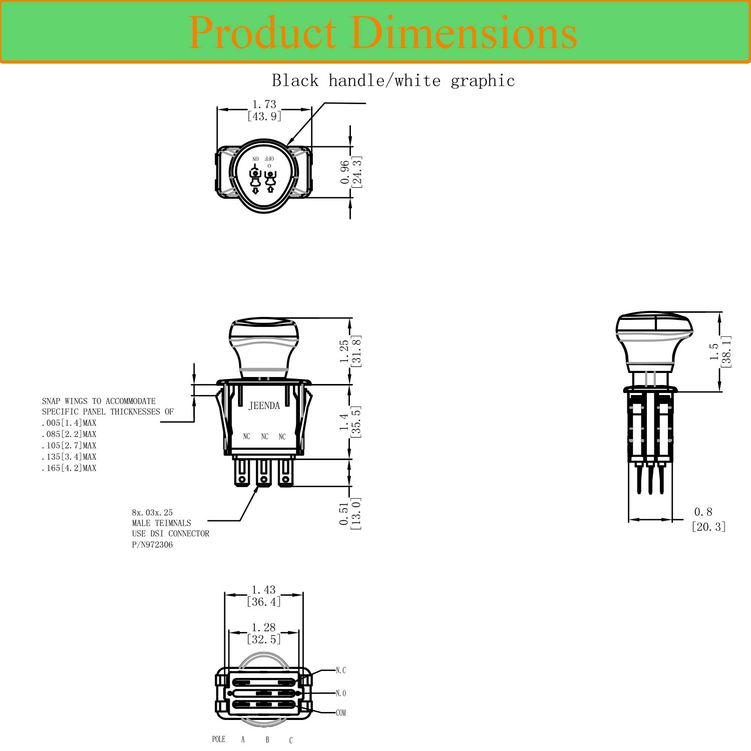 JEENDA PTO Switch 725-04174 925-04174 6201-344 Compatible with