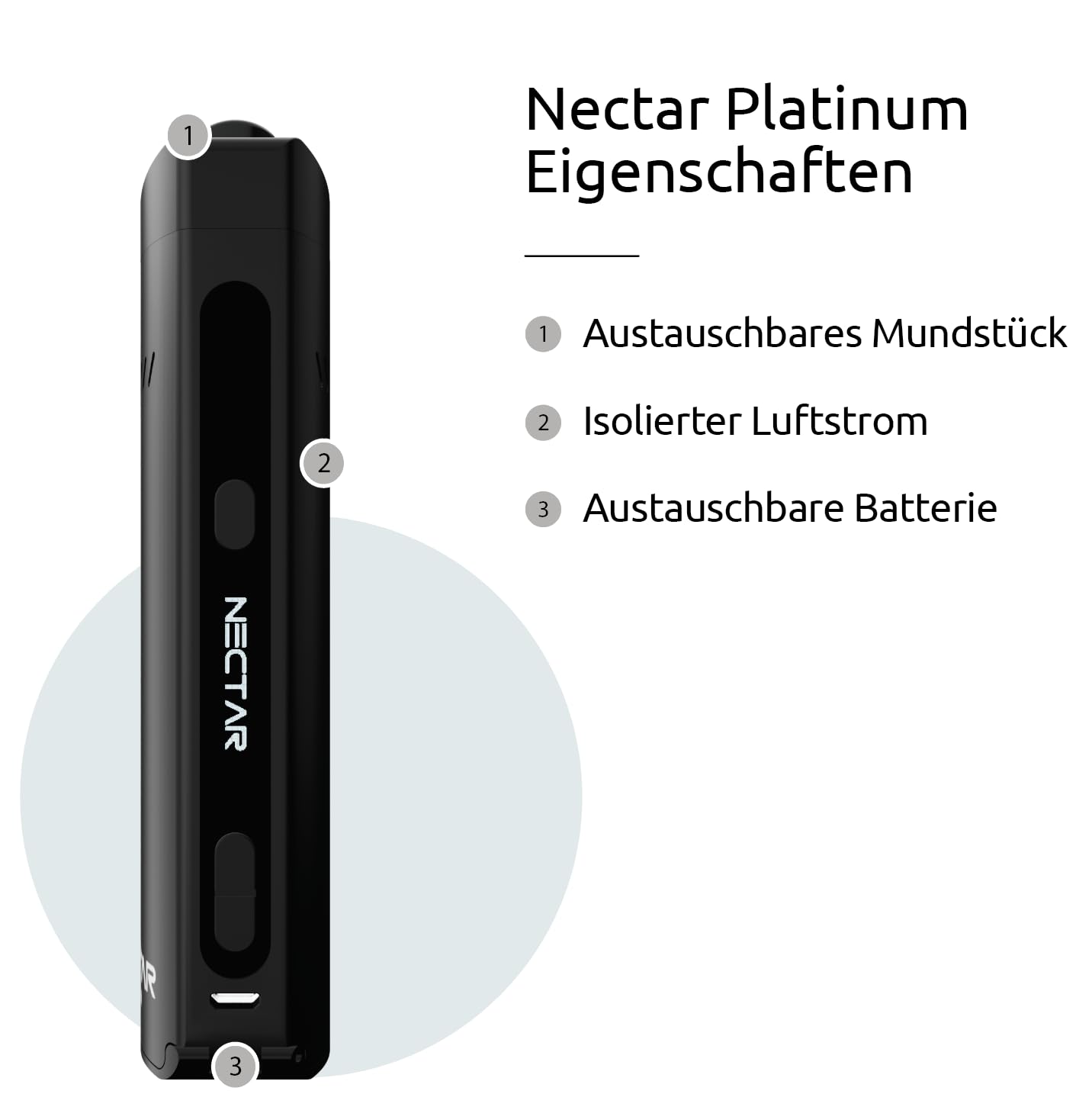 Nectar Platinum Verdampfer Kräuter und Extrakte | 3 Jahre Garantie | Konvektionsverdampfer mit 3500mAh Akku, Hohe Extraktionsausbeute, Präzise Temperaturregelung, Schnelle Aufheizzeit, 100°-240°C