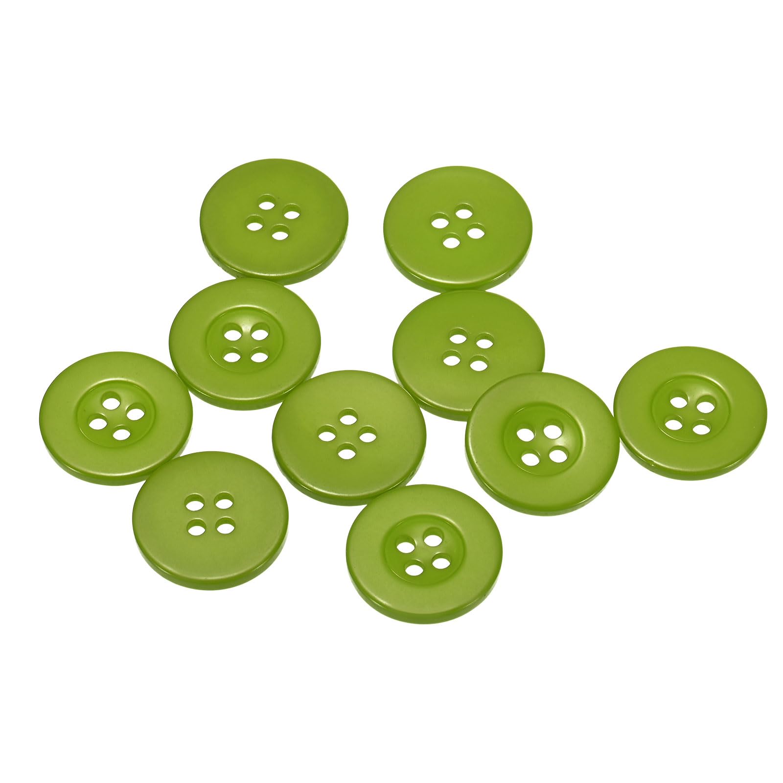 sourcing map 10pcs 32L Sewing Buttons 3/4"(20mm) Resin Round Flat 4-Hole Craft Replacement Buttons for Sewing Shirt Clothing and DIY, Green