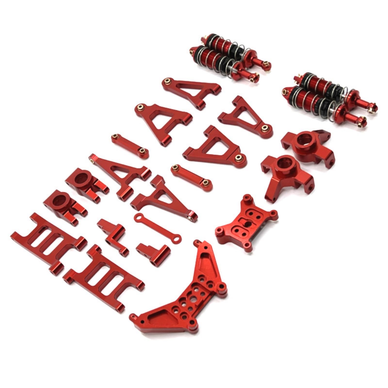 Kit Repuesto con Amortiguador Metálico Piezas RC Resistente Repuestos para Molistas, Tuning, Rojo