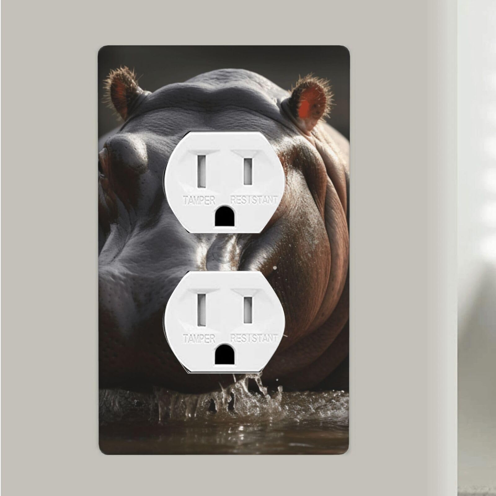 Hippo Duplex Receptacle Outlet Covers, 1-Gang Standard Size Wall Plates Unbreakable Polycarbonate Electrical Switchplate Cover Faceplate for Bathroom Kitchen Decor