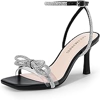 DREAMPAIRS Women's Rhinestone Ankle Strap Stiletto Dress Sandals - Sparkling 3" Heel, Square Toe Party Wedding Shoes