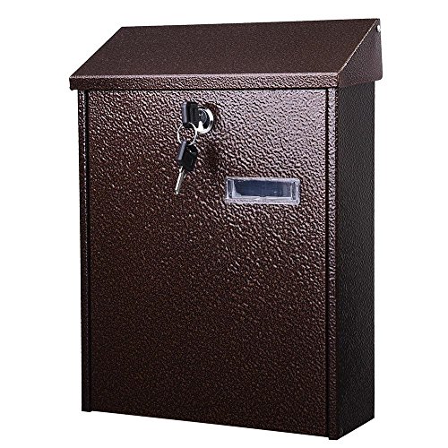 Yescom Wall Mount Steel Mail Box Lockable Letterbox w/Retrieval Door & 2 Keys
