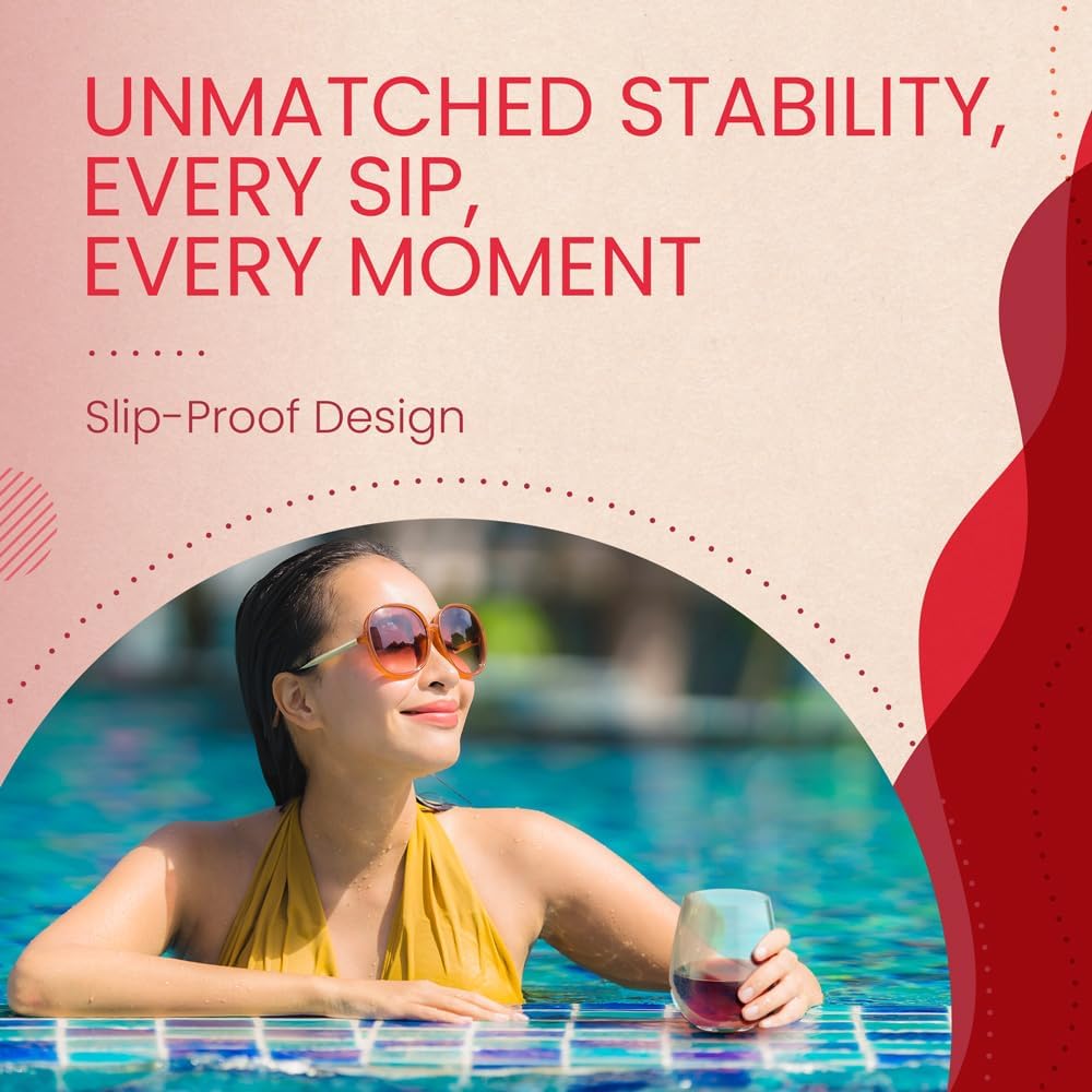 Unbreakable Stemless Wine Glasses | Set of 6 | 100% Tritan Shatterproof Plastic | 16 Oz | Dishwasher Safe