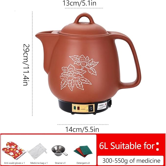 Olla Eléctrica Automática para Medicina China, 6L, Arcilla Púrpura miniatura 3