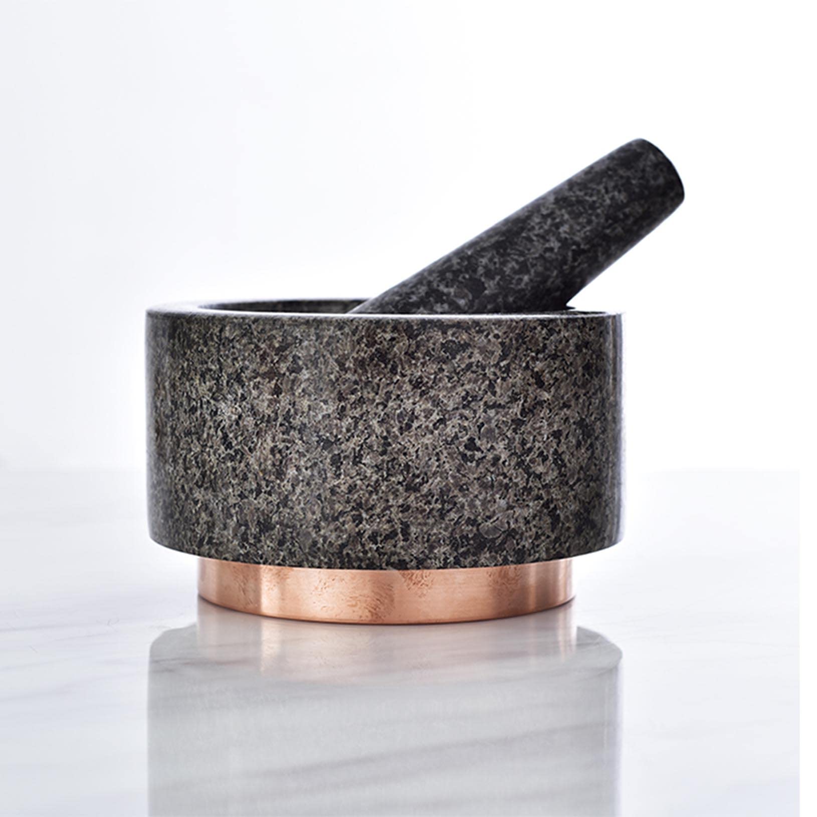 Grande Set di Mortaio e pestello, Pietra di Granito lucidata e scolpita a Mano - Perfetto per Cucinare e preparare Il Guacamole - Ottimo Strumento o r
