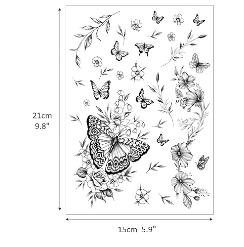 Miniatura 9 de glaryyears Más de 100 tatuajes falsos temporales negros para mujeres, hombres y adultos, diseño de serpiente mariposa, sol, luna, planetas,