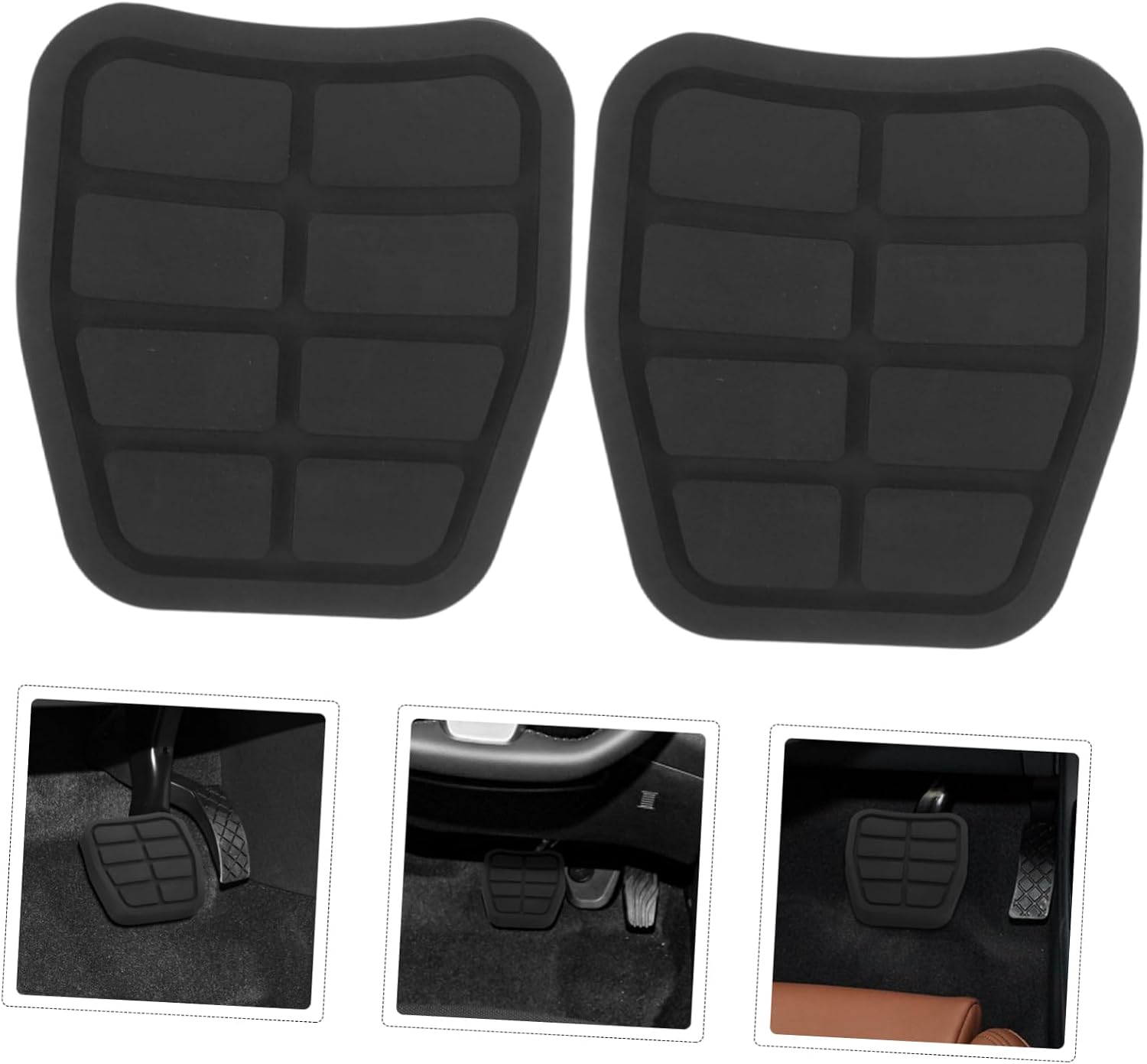 OUNONA Car Brake Pad Throttle Protective Cover Non-Slip Pedal Pad Pair Rubber for Auto