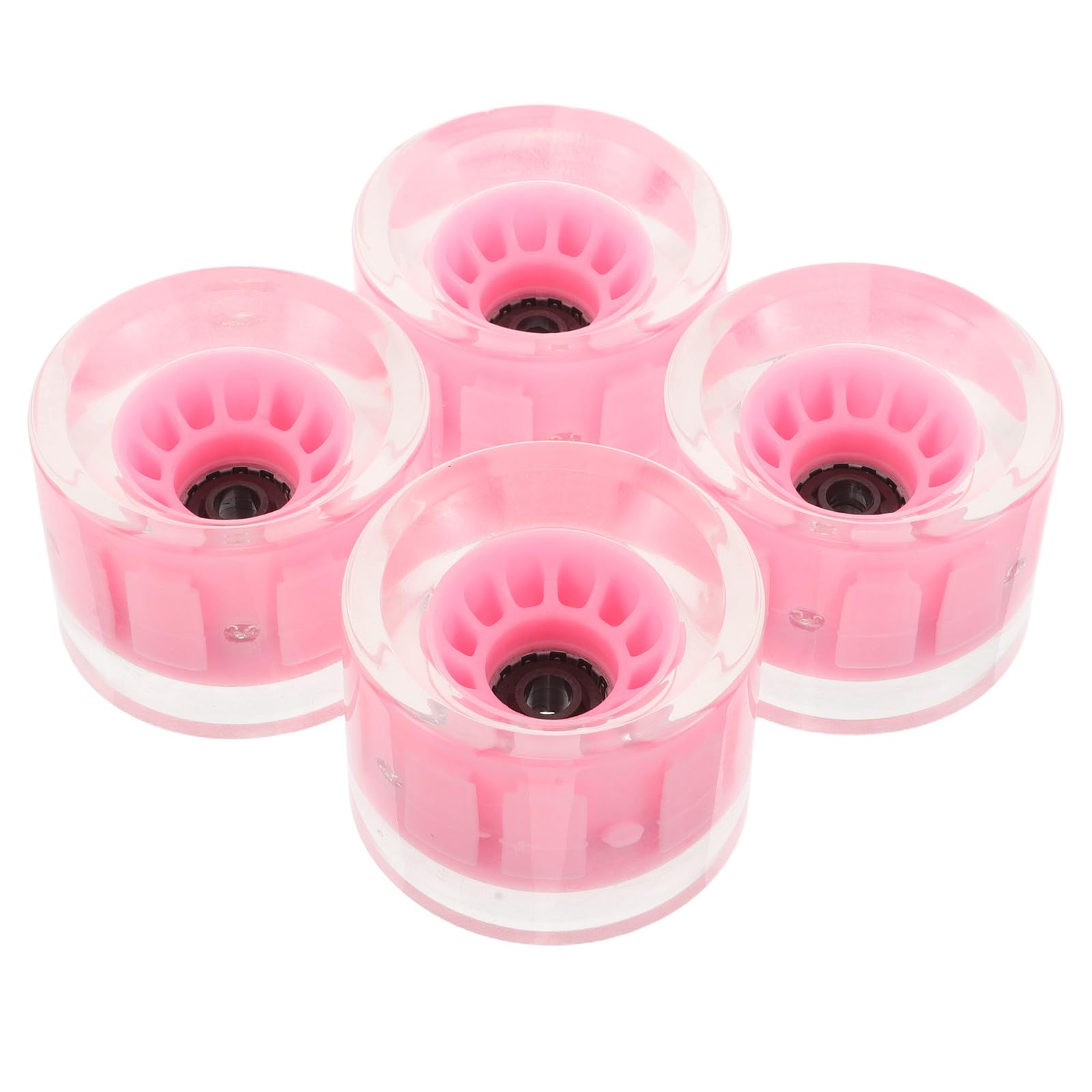Ruedas de Patineta Cruiser PU Rosa Luz LED Intermitente 4 Piezas para Patinaje Callejero Agarre Mejorado y Resistencia Profesional
