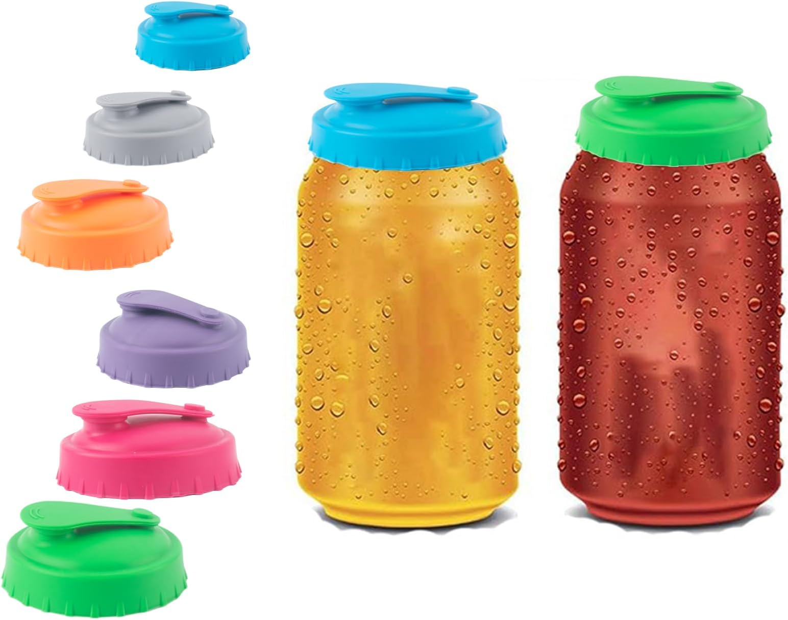 AYNKH 6 Pcs Silicone Soda Can Lids Reusable Can Covers for Drinks Cans, Spill-Proof Can Lids for Fizzy Drinks for Standard Size Cans Fizzy Drinks Soda Beer Energy Drink Juice Coke