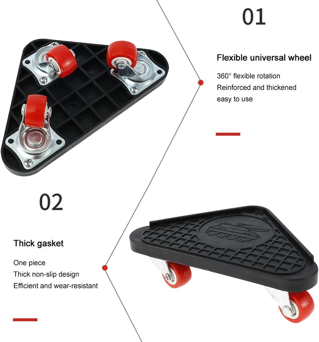 Strumenti Di Spostamento Del Rullo Pesante Della Mobilia,Kit Di Guide Per Mobili Sollevatore Per Mobili,Pad Girevoli A 360 Gradi,Set Di Attrezzi Per Sollevatori Di Mobili Per Divani E Fri(Color:Black)