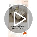 Image of Amazon Basics Dining Table Cover with 6 Chair Covers|Table Cover: 100% Polyester Woven Fabric 140 GSM, 220Cm X 140Cm|Chair Cover: 95% Polyester & 5% Spandex 110 GSM, 50Cm X 40Cm|Cream, Rectangular
