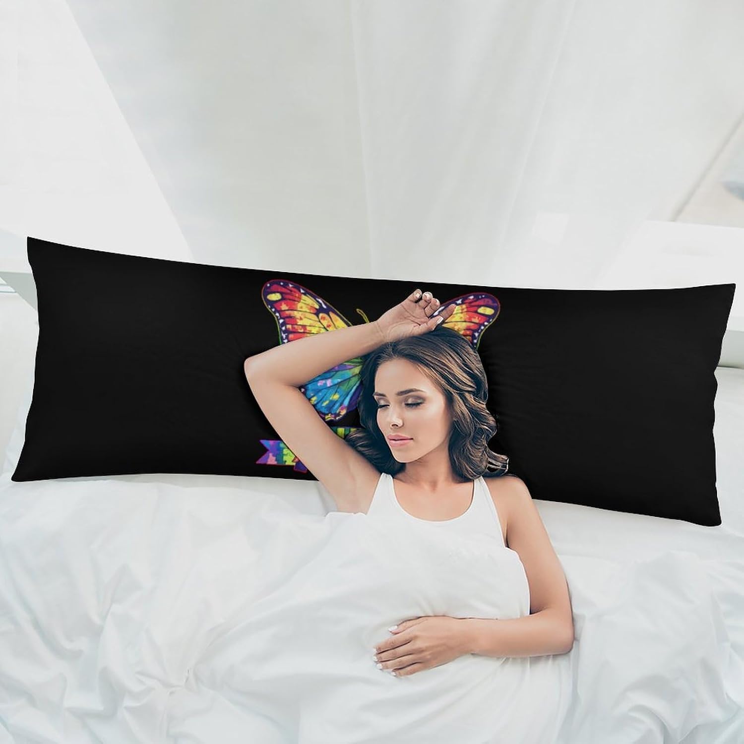 Autism Awareness Butterflies Body Pillow Cover Long Cushion 18.9x53.1 Inch | pillowcase,bed decor,farmhouse,sofa