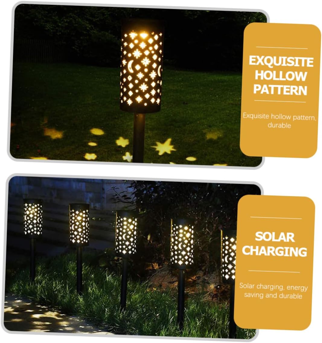 TEHAUX 4Pcs Solar Powered Iron Stake Lights for Garden Decorative Projection Lamps for Lawn Outdoor Landscape Lighting for Walkway Patio and Backyard Decor