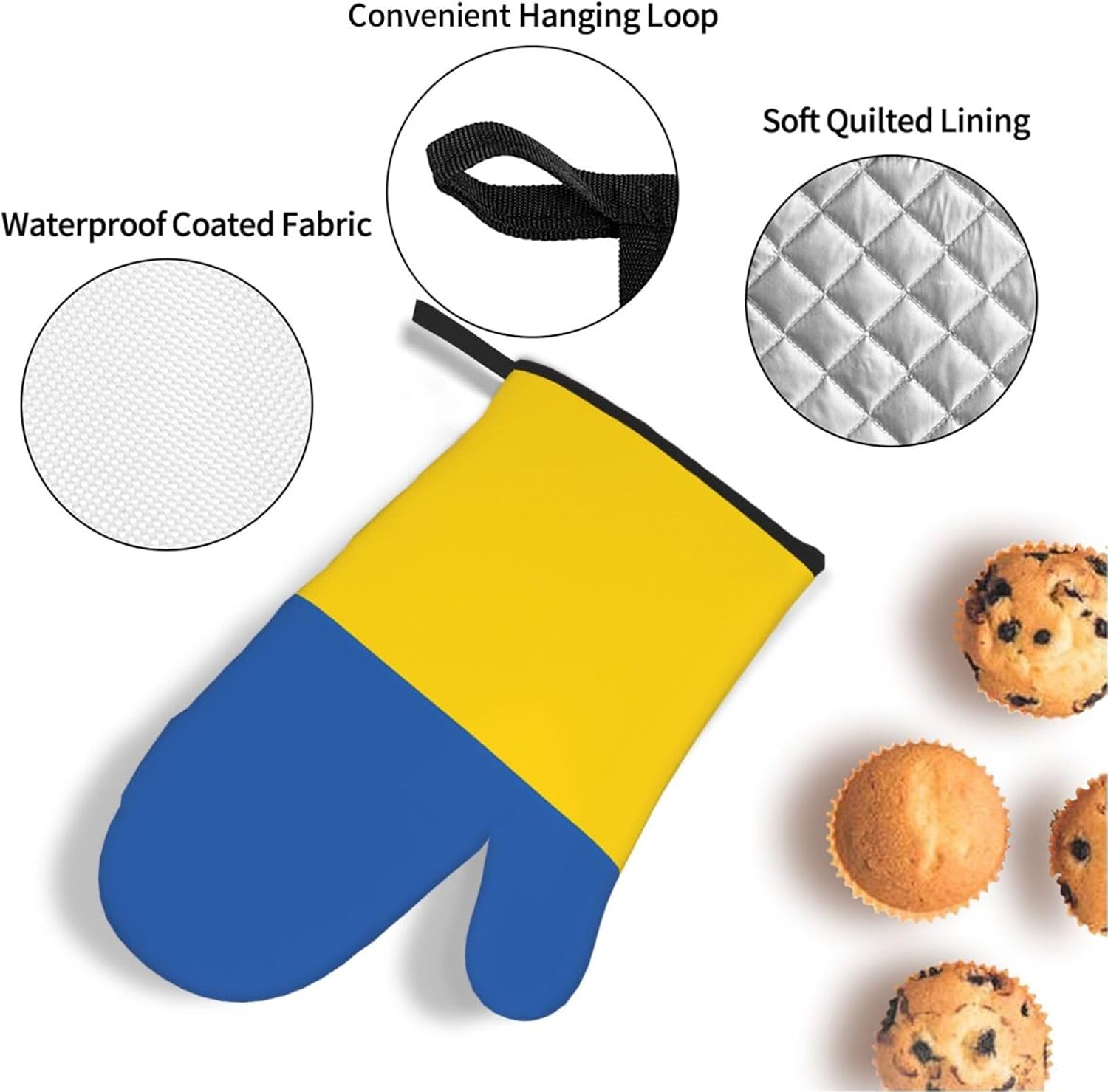 Flag of Ukraine Oven gloves and heat-resistant mat 4-piece set. Suitable for grilling, microwave oven frying, and baking
