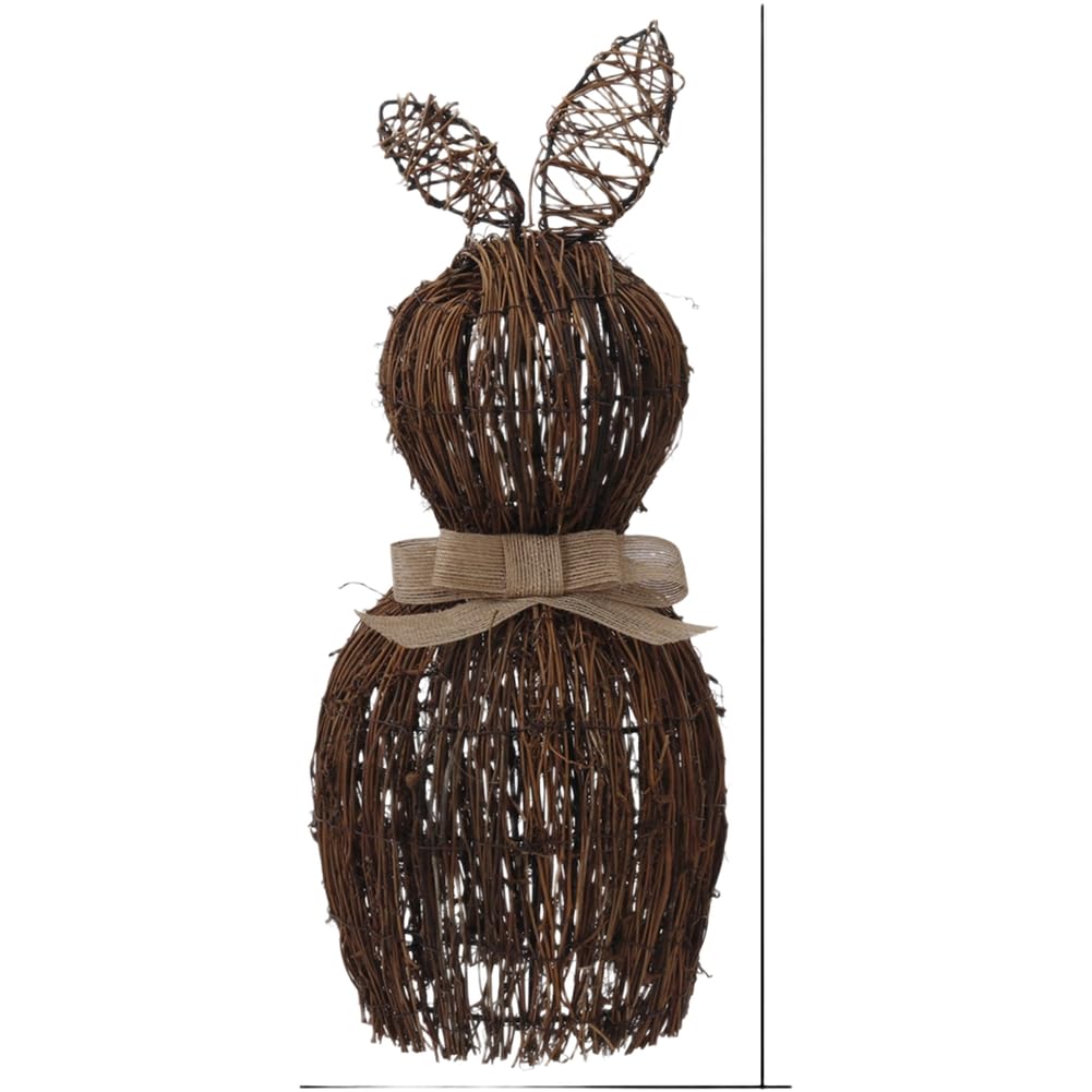 Coniglietto in rattan rustico intrecciato a mano, piccola