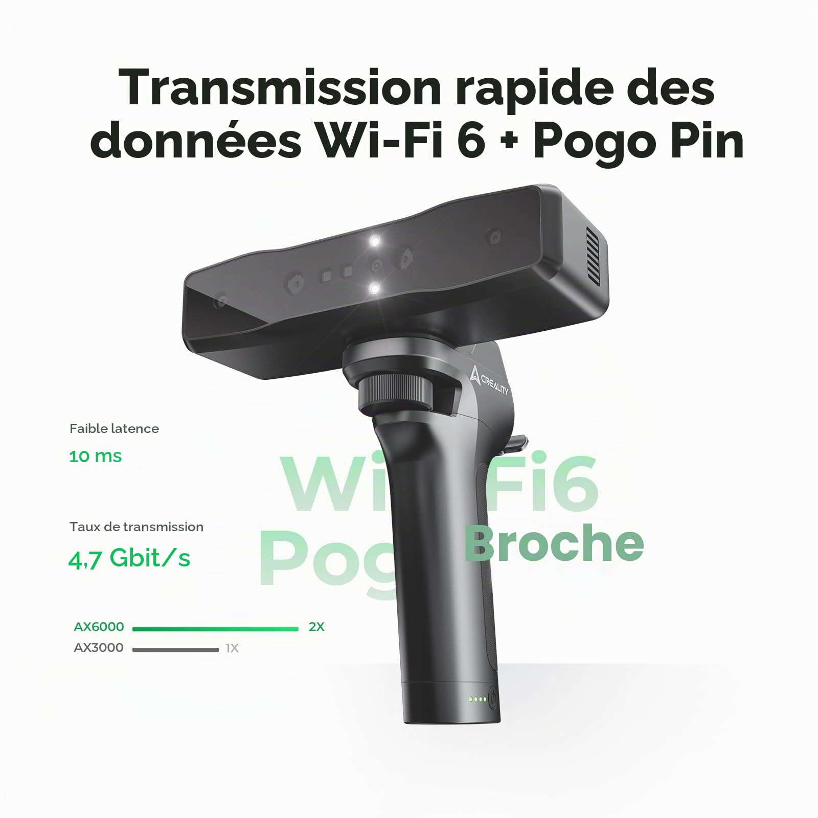 Creality Scanner 3D Otter Lite Basic, Précision de 0,05 mm, Conception Innovante à Quatre Yeux, Convient à Toutes les Tailles, 30 Images par Seconde, Technologie de Lumière Structurée DOE 3D