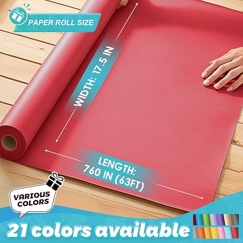 Miniatura 9 de PerkHomy - Rollo de papel kraft marrón de 17.5 x 600 pulgadas (50 pies) para envolver regalos, tablones de anuncios, ramos, flores, niños, arte de