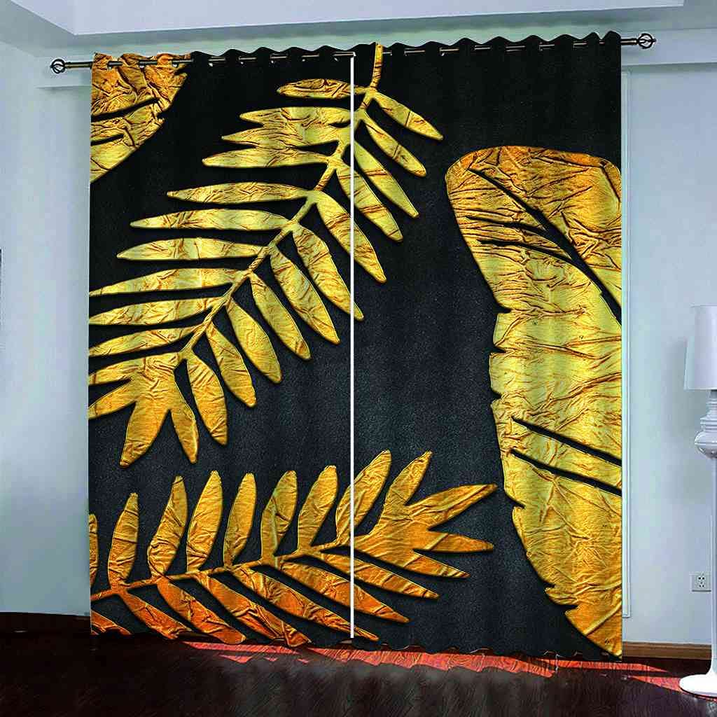 Rideau isolant thermique et phonique 200x160 cm art feuille d'or