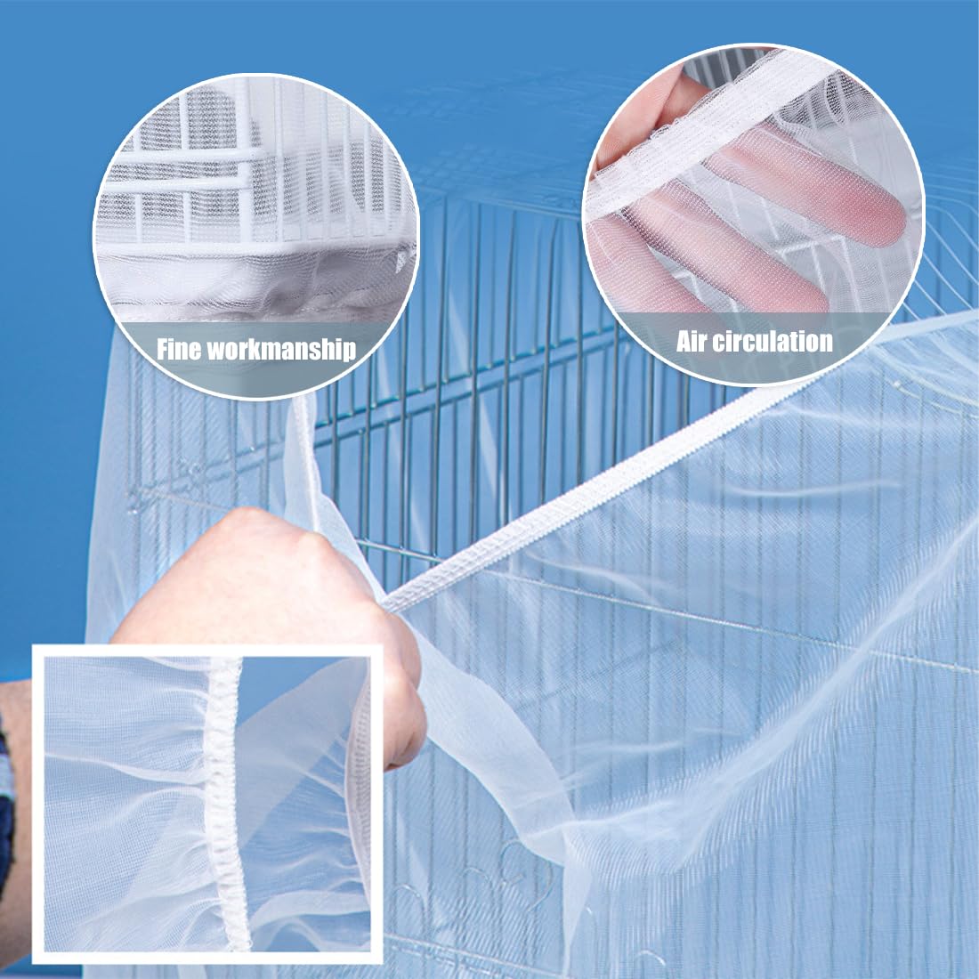 Gabbia per uccelli universale extra large da 1 pezzo, copertura in rete, rete di ventilazione morbida, adatta per pappagalli Ara Circonferenza regolabile 150-200 cm