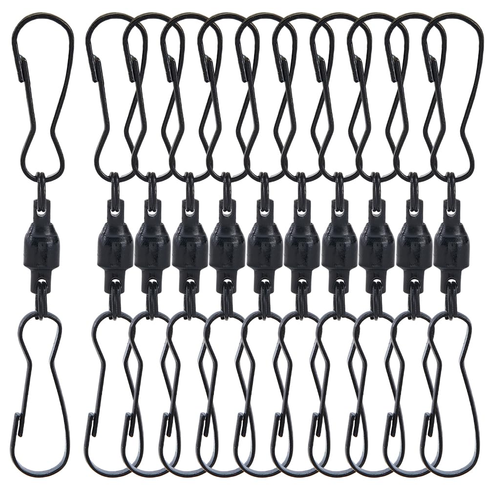 Crochets pivotants en acier inoxydable noir x20 pour suspensions