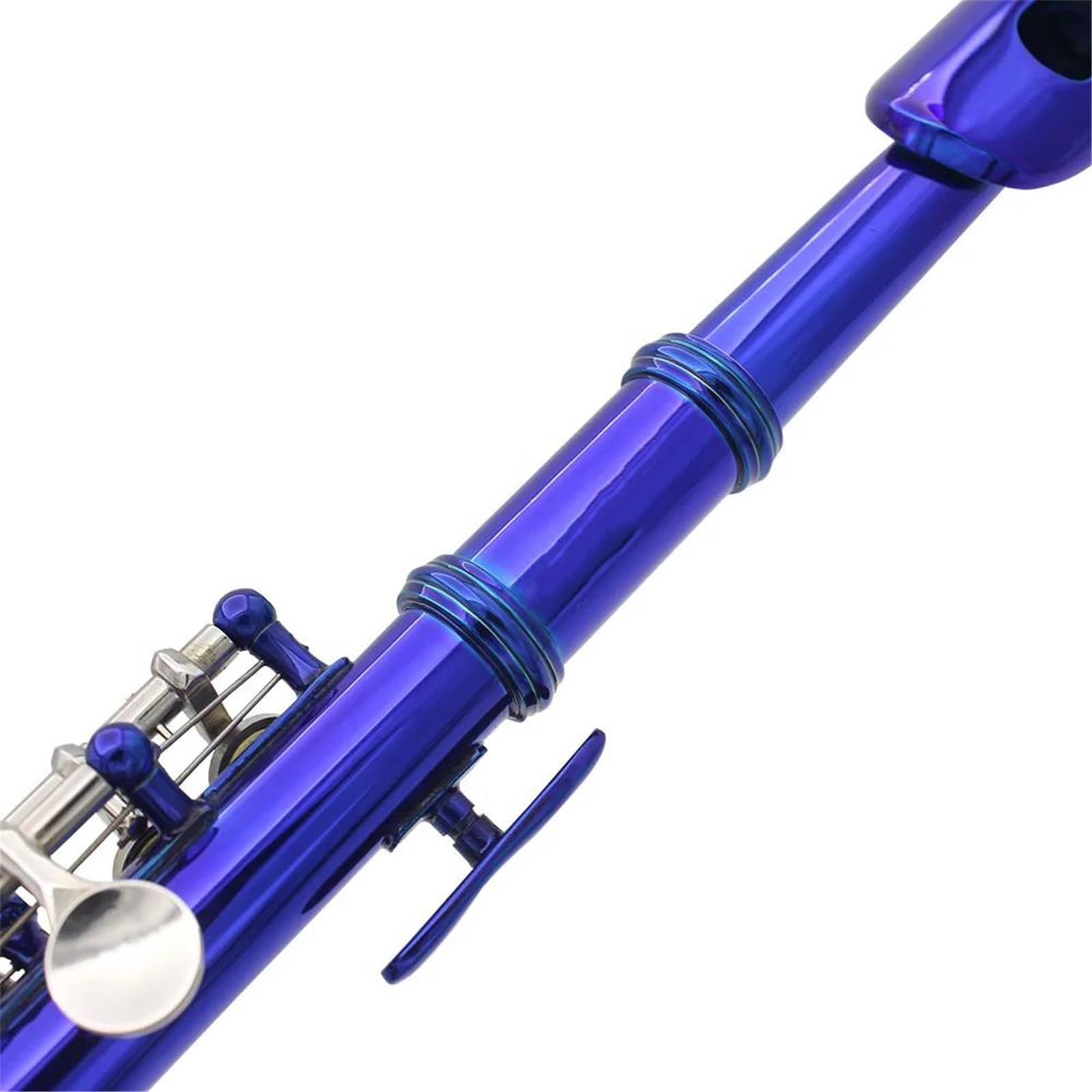 flauto traverso Chiave C Piccolo Flauto Di Mezza Misura Professionale In Cupronichel Blu Argento Chiave Piccolo Con Custodia Imbottita In Tessuto
