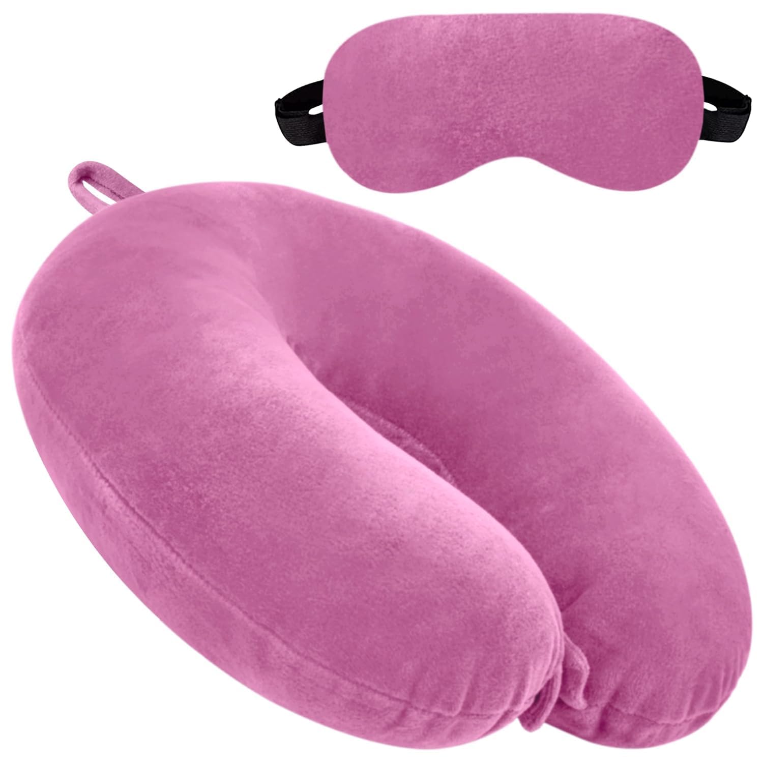 Crackles U Shaped Travel Neck Pillow Combo with Eye Mask for Travel in Airplane Flight/Car/Train for Sleeping,Comfortable Head Rest Neck Support | Lightweight for Men and Women (Pink)-image-39