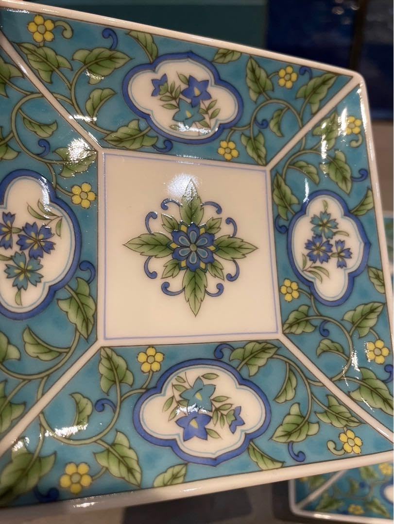 美濃焼 翔山窯 窓絵 間取花紋 銘々皿 セット 角皿 金彩