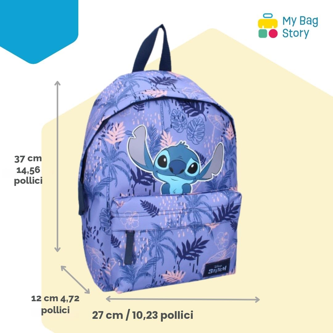 Mybagstory - Zaino Disney Stitch Viola per Bambino - Scuola Primaria