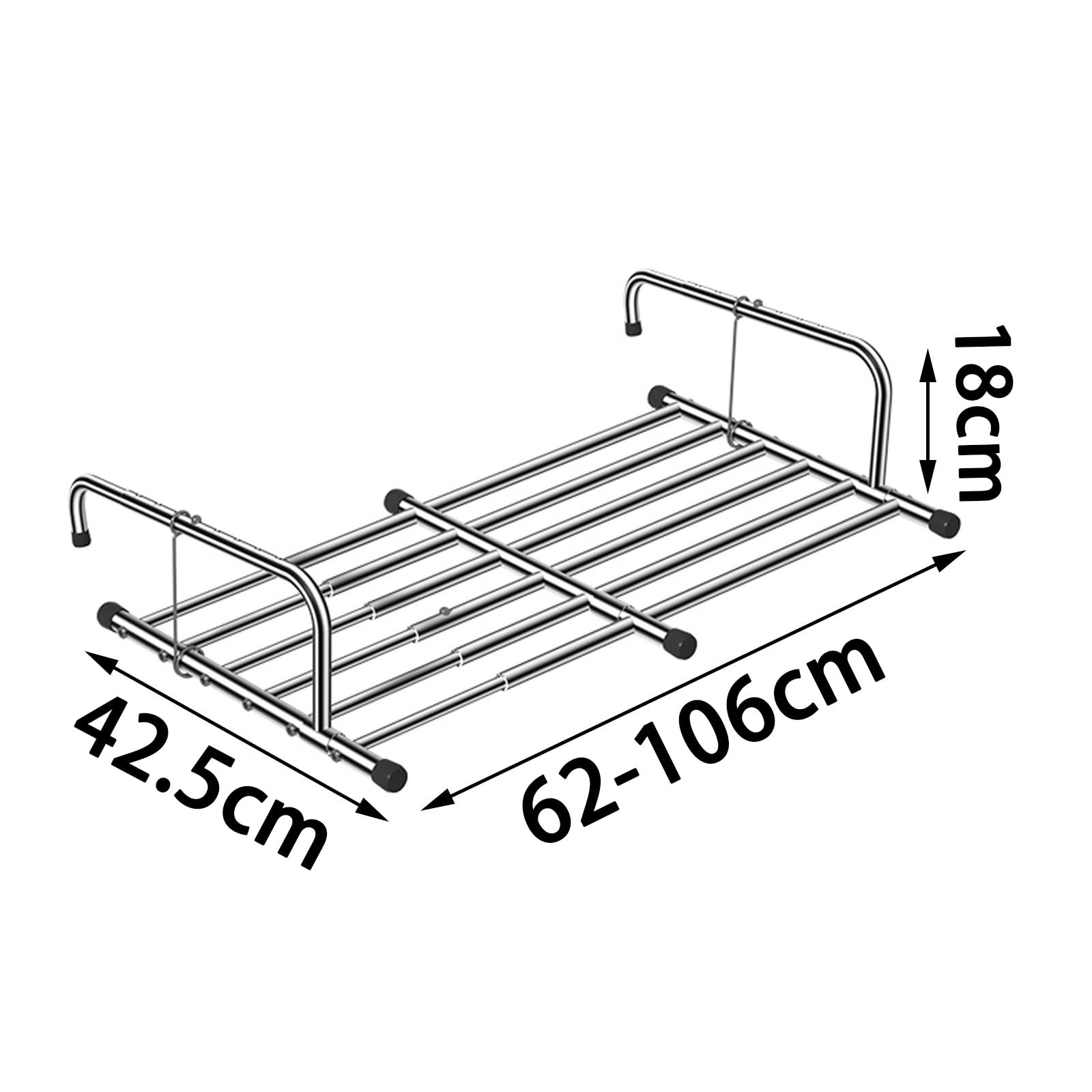 Balkonwäschetrockner Edelstahl Balkontrockner Klappbar Hängetrockner,Teleskop Balkon-Wäschetrockner，Handtuchhalter Für Das Bad, Praktisch Heizkörper-Wäscheständer, Wand Kleiderständer(62-106cm)