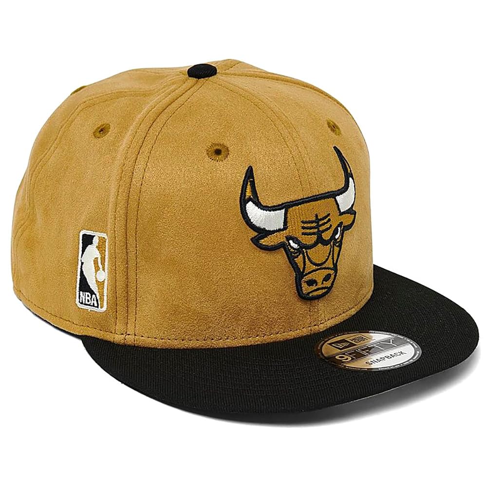 New Era Chicago Bulls 9FIFTY Faux Suede NBA Side Patch Snapback Cap, Adjustable Hat Beige