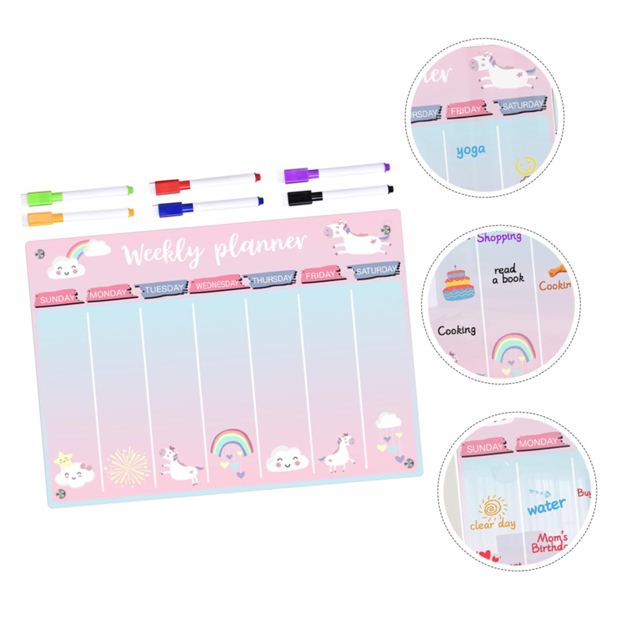 SHINEOFI Acryl Wochenplaner Tafel Magnetisch Für Kühlschrank Abwischbar Planungstafel Transparent Mit Blasenbildung Oder Verbiegen Vermeidend