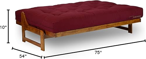 Miniatura 2 de Nirvana Futons Colchón de futón completo extra grueso de 10 pulgadas sarga borgoña