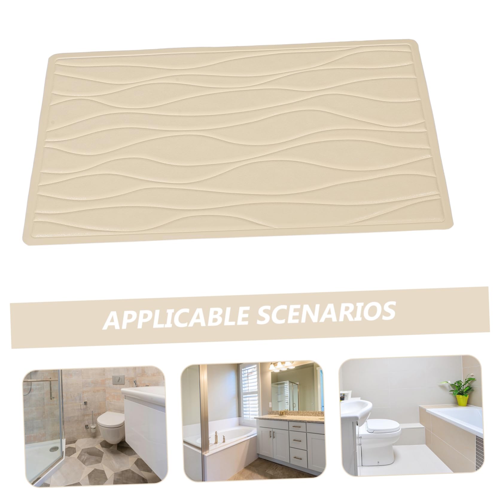 Beaupretty Alfombrilla Fuertes Baño de Goma de Antideslizante Beige con Ventosas para Ducha y Bañera, Adecuado para Hotel