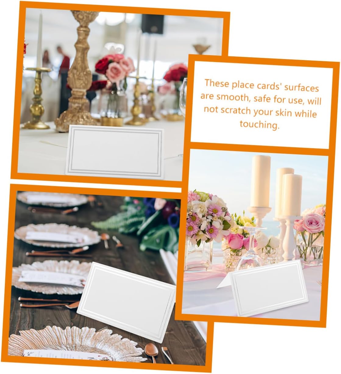 COLLBATH Elegant Gold Silver Table Cards 100pcs Seating Cards for Wedding Banquet Foldable