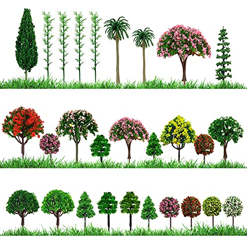 60Pcs Model Trees Mixed Miniature Trees Plants Model Tree Train Scenery Artificial Fake Trees Model Railroad Scenery Diorama Supplies For Diy Crafts, Building Model, Scenery Landscape #TOP6