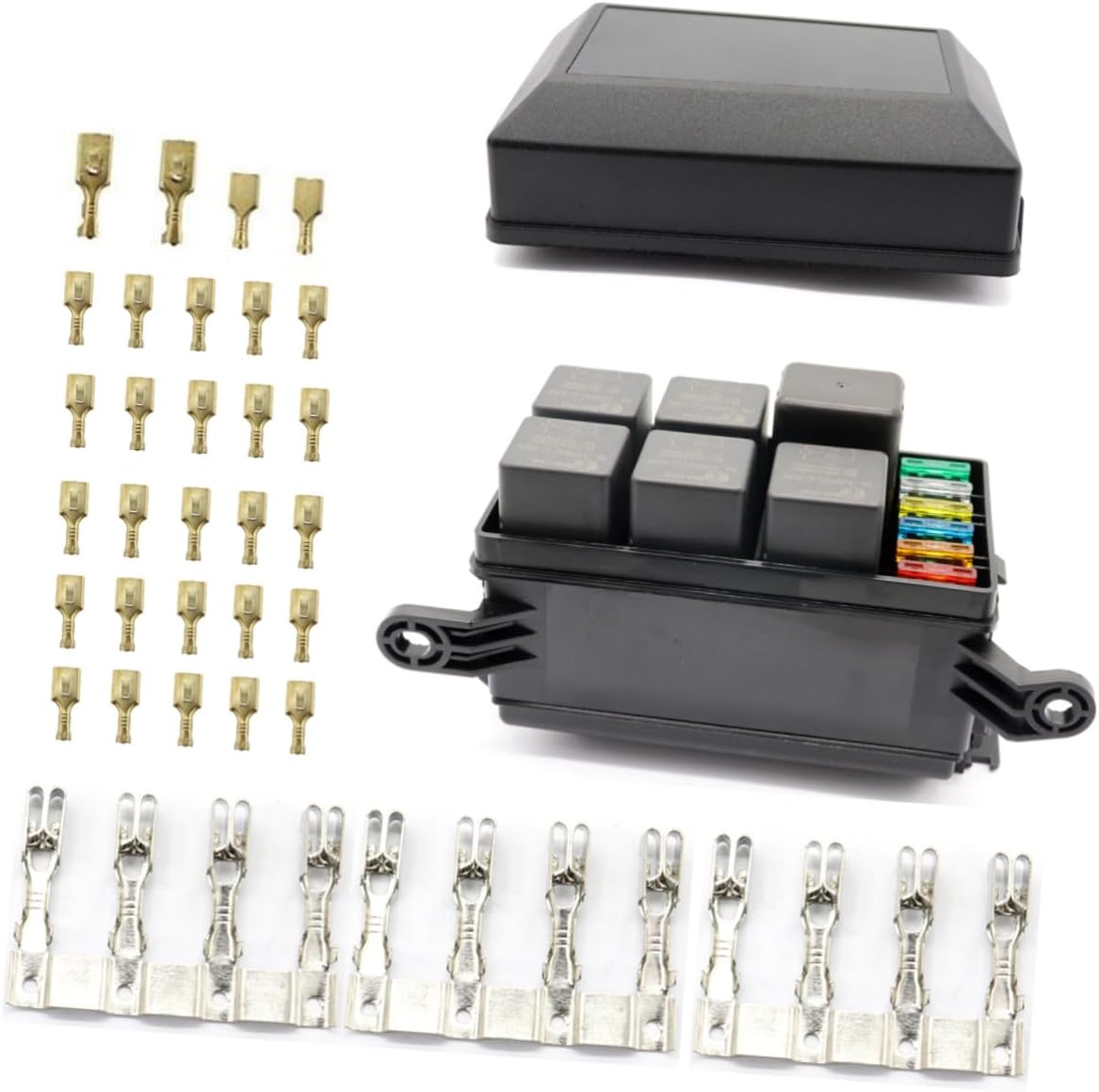 Mobestech 5Pcs Way Fuse Holder Box with Relays Connector Easy Installation for Car Truck Trailer Boat