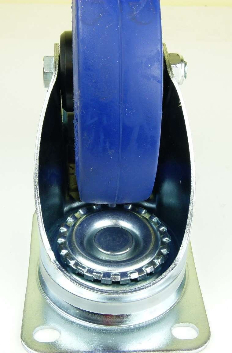 1 Satz 160mm Blue Wheels Lenkrollen mit Bremse/Feststellbremse + Bockrollen Transportrollen Blau 300kg / Rad - INDUSTRIEQALITÄT (2x Brems + 2x Bock)