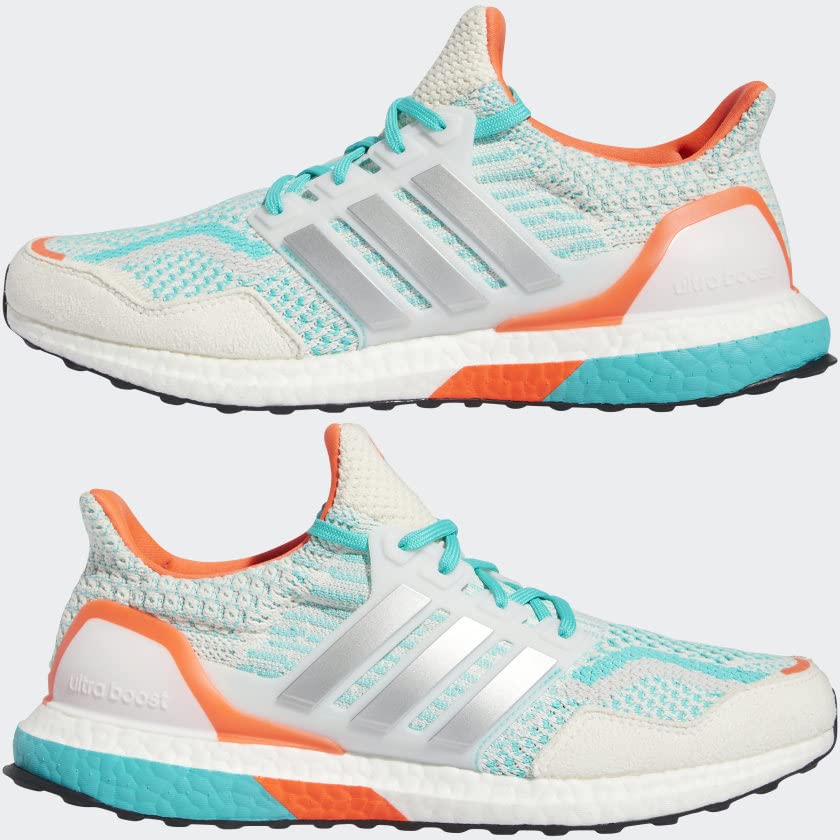Image of adidas Ultraboost 5.0 DNA Mens Shoes Size 4.5, Color: Chalk White /Silver Metallic /Mint Rush-