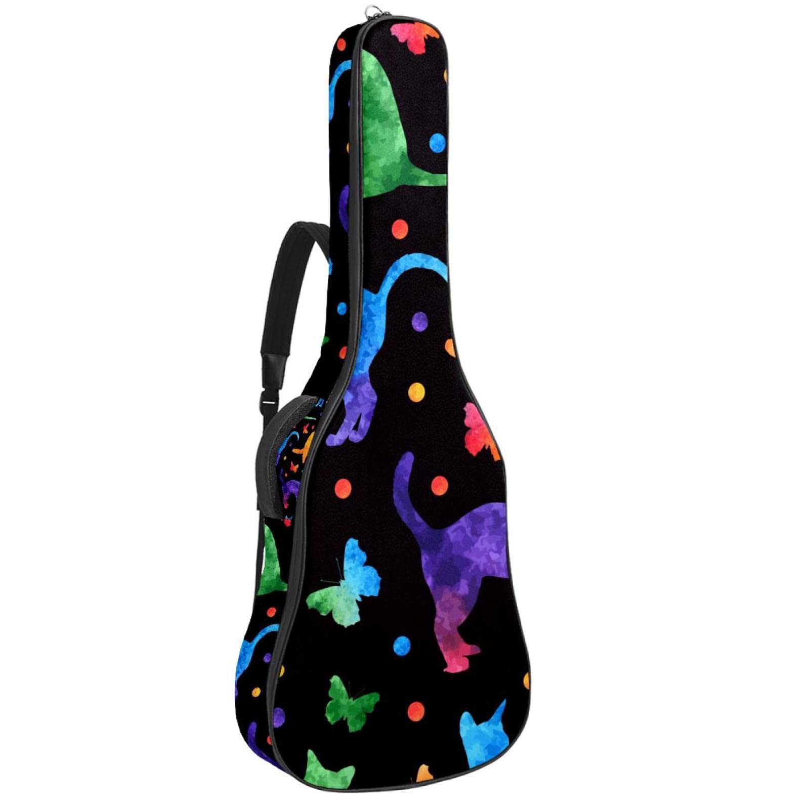 Torba na gitarę akustyczną wodoodporna gitara plecak gruby miękki wyściełany kolorowe rybie łuski klasyczna gitara obudowa, kolor2, 42.9x16.9x4.7 in, Organizer do torby