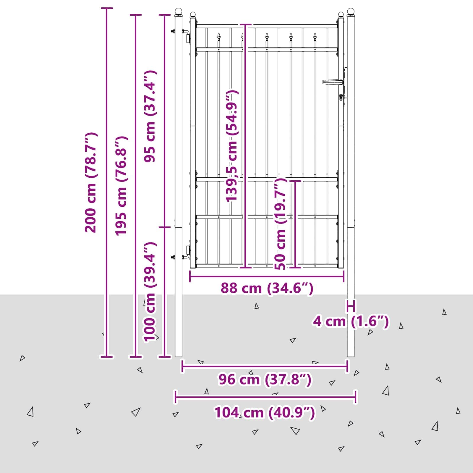 vidaXL Puerta de Cerca Horst 100 x 150 cm Metal Negro con Cerradura, Puerta Moderna, Seguridad en el Patio, solución de Entrada, cercado Exterior y Acceso a tu Propiedad